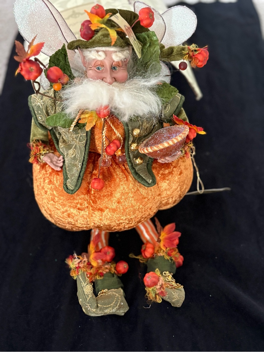 Mark Roberts Orange and Green Pumpkin Elf Figurine